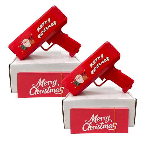 Papierspritzpistole für Weihnachtsfeiern, festlicher Konfetti-Luftschlangen mit Weihnachtsmann-Design, Rot, 18,5 cm (Rot, 2 Stück) von Generisch