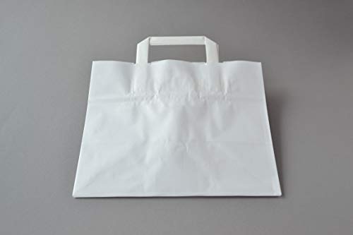 Papiertragetaschen (26+17×25 cm) weiß Papiertüten Flachhenkel Papiertaschen Kraftpapier Geschenktüten (100) von Generisch