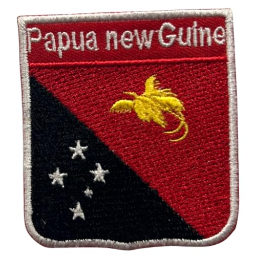 Papua New Guine bestickte Schildflagge mit Namen Patch Aufbügeln/Aufnähen Abzeichen Nationalsymbol Militär Patch für Kleidung Rucksäcke Kappen von Generisch