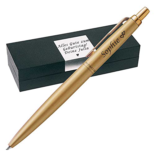 Parker Gold Jotter XL Monochrome BT Kugelschreiber mit Gravur als Geschenk & Symbol mit Geschenkverpackung Gravur für Geburtstag Jubiläum Abschluss bestandene Prüfung PS83 von Generisch