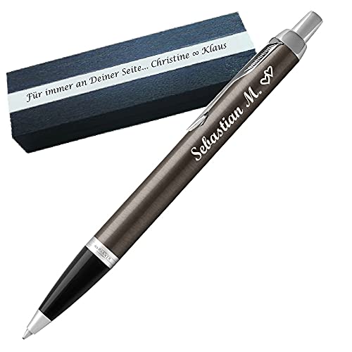 Parker - IM Core Dark Espresso C.C. Kugelschreiber mit Gravur Mine Blau Geschenkverpackung mit Gravur Symbole möglich Geschenk für Prüfung Geburtstag Einstand Jubiläum PS75Box2 von Generisch