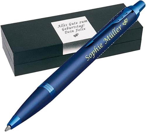 Parker IM Professionell Mono Blau | Kugelschreiber mit Gravur | Personaliserter Kugelschreiber mit Laser-Gravur | Stift mit Name graviert | Gravur Symbole möglich PS158 von Generisch