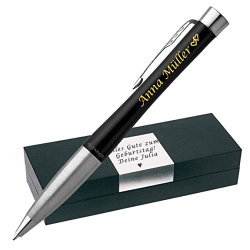 Parker Urban Core Muted Black CT Kugelschreiber mit Gravur Box mit Gravur Symbole möglich als Geschenk für Prüfung Geburtstag Jubiläum PS82 von Generisch