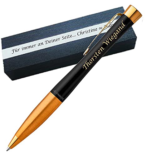Parker Urban Core Muted Black GT Kugelschreiber mit Gravur Geschenkverpackung mit Gravur Symbole möglich mit Gravur als Geschenk für Prüfung Geburtstag Jubiläum PS81Box2 von Generisch