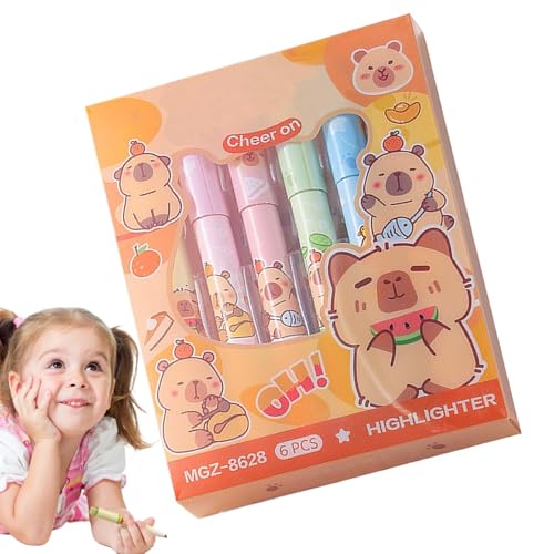 Pastell Highlighter Stifte - 6pc Capybara -Marker -Set | Lebendige Meißelspitze fluoreszierende Highlighter | Unterhaltsame Schulmaterial für College-, Büro- und Heimstudien mit wischfreiem Schnelltup Pastell Highlighter Stifte - 6pc Capybara -Marker -Set | Lebendige Meißelspitze fluoreszierende Highlighter | Unterhaltsame Schulmaterial für College-, Büro- und Heimstudien mit wischfreiem Schnelltup von Generisch