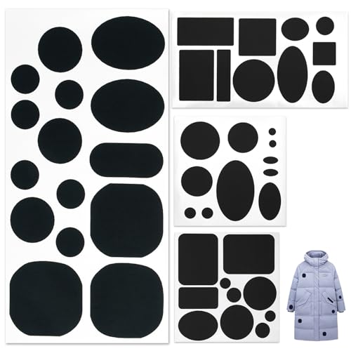 Patches für Kleidung - 46 Stück Nylon Bügelflicken für Jacken, Mäntel & Outdoor Gear - Wasserdicht Mehrere Formen (Rund, Oval, Rechteck) für Kleidung, Denim & Daunenjacken von Generisch