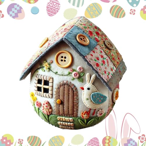 Patchwork-Ostereier-Kunstprojekte, Filz-Set, Kükenhaus-Bastelset mit Materialpaket und Anleitung (evtl. nicht in deutscher Sprache), Osterdekorationen, Partygeschenke, mehrere Zwecke, 7,5 cm von Generisch