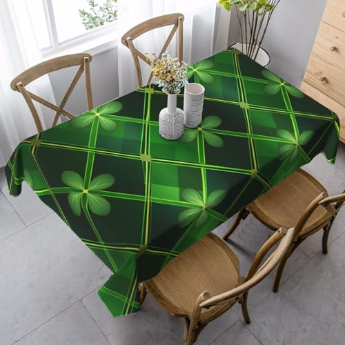 Patrick Clover Tischdecke, rechteckig, 140 x 90 cm, grüne Blätter, Tischdecke für Esstisch, knitterfreie Tischdecke für Zuhause, Innen- und Außenbereich, Party-Dekoration von Generisch