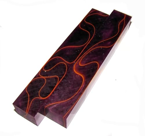 Pen Blank Acryl 2x2x12-13cm, Acryl Stiftrohling, DIY Stiftmaterial, Kugelschreiber Rohling Acryl, Acrylic Turning Blank (violett mit orange roten Linien) von Generisch