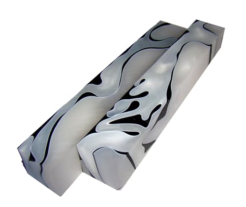 Pen Blank Acryl 2x2x12-13cm, Acryl Stiftrohling, DIY Stiftmaterial, Kugelschreiber Rohling Acryl, Acrylic Turning Blank (weiß schwarz) von Generisch