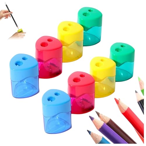 Pencil Sharpener with Container,Small Pencil Sharpener with Container, Thick and Thin Pens for School Office, 4 colors (Triangle*8) von Generisch