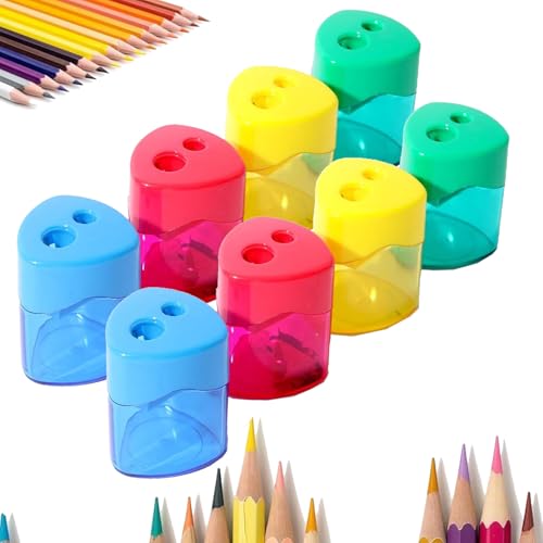Pencil Sharpeners with Lid, 4 PCS Pencil Sharpeners with Lid, Dual Holes Compact Colored Handheld Pencils Sharpener, Portable Pencils Sharpener, for Office Home (B Triangle,8PCS) von Generisch