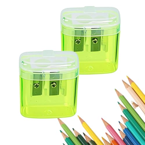 Pencil Sharpeners with Lid, Dual Holes Compact Colored Handheld Pencil Sharpener, Hand Held Pencil Sharpener for Kids Adults Students School Home Office (Yellow 2PCS) von Generisch