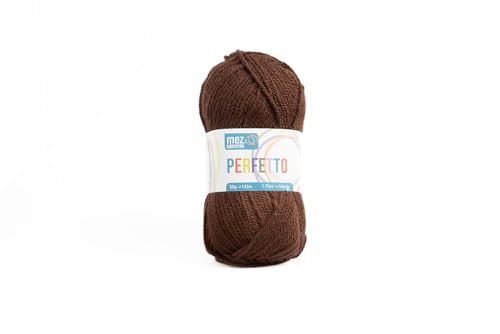 Perfetto Mez Cucirini Weiche Acryl-Wolle, Häkelgarn, Stricken, Teppiche und kreative Hobbys, 50 g Knäuel, 133 Meter (Braun P8281) von Generisch