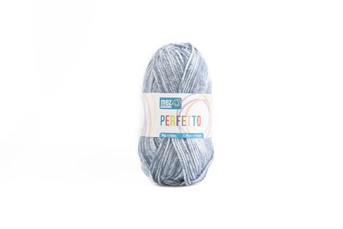 Perfetto Mez Cucirini Weiche Acryl-Wolle, Häkelgarn, Stricken, Teppiche und kreative Hobbys, 50 g Knäuel, 133 Meter (Denimgrau P8352) von Generisch