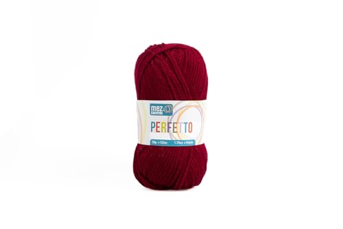 Perfetto Mez Cucirini Weiche Acryl-Wolle, Häkelgarn, Stricken, Teppiche und kreative Hobbys, 50 g Knäuel, 133 Meter (Weinrot P8222) von Generisch