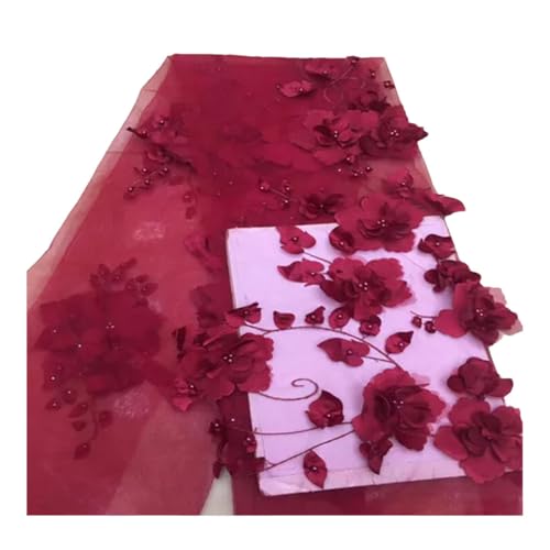 Perlen Spitzenstoff Mesh Stickerei Applikation Blume Tüll nigerianische Spitze Stoffe Brautkleid Perlen Spitzenstoff Mesh Stickerei Applikation Blume Tüll nigerianische Spitze Stoffe Brautkleid von Generisch