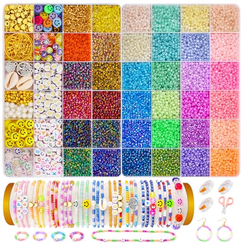 Perlen für Armband, 18000 Stück, 3 mm, Rocailles für Schmuck, Perlenarmband-Set für Erwachsene und Kinder von Generisch