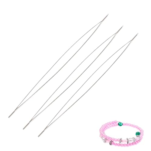 Perlennadel - Offene Rohrflasche aus Edelstahl mit großem Auge | Middle Split Hand Sewing Nadel | Lange gerade Threader -Nadeln | Schmuckstickwerkzeuge für Halsketten, Armbänder, Kunsthandwerk machen von Generisch