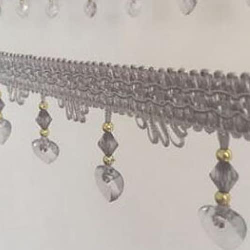 Perlenvorhang-Fransenborte – 12 Meter graue Quasten für Heimdekoration, Nähen, Handwerk und DIY-Zubehör – elegantes Zierband für Vorhänge und Polster von Generisch