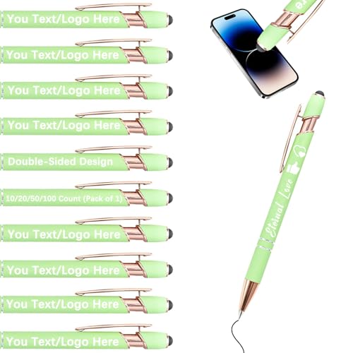 Personalisierbarer Kugelschreiber,Metall Stift mit Stylus, Druckkugelschreiber mit Namen und Ikone Gravur Geschenk für Abschlussfeier, Jubiläum, Büro, Hochzeitsgeschenk von Generisch