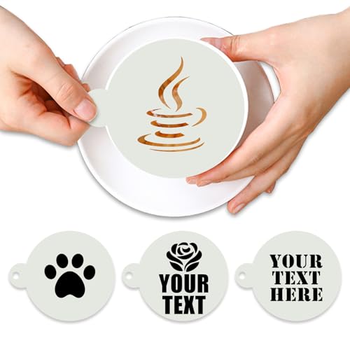 Personalisiert Kaffee Schablonen, Maßgefertigte Logo Text Kaffee Schablone Tortenschablone Cappuccino Schablone Latte Art 10 Pcs (11cm/4.33in) von Generisch