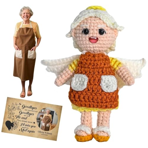 Personalisierte Häkelpuppe, Benutzerdefinierte Porträt Geschenke, Benutzerdefinierte Emotionale Unterstützung Puppe mit Karte, Handgefertigte Erinnerung Inspirierende Ornamente (15cm) von Generisch