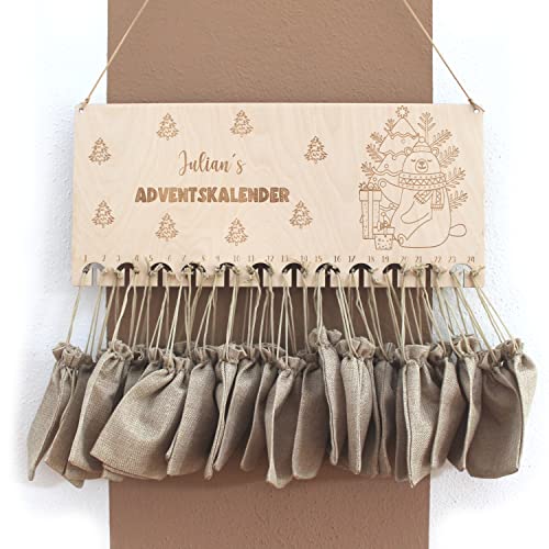 Personalisierter Adventskalender mit Name, Adventskalender zum befüllen, Adventskalender aus Holz, Adventskalender Kinder von Generisch