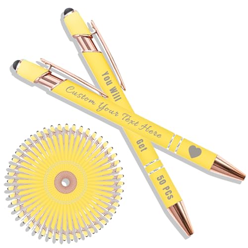 Personalisierter Kugelschreiber mit Lasergravur, Kugelschreiber mit Stylus, Stifte-Sets mit 10/20/50/100 Stiften, Gehäuse in Verschiedenen Farben Gelb 50 Personalisierter Kugelschreiber mit Lasergravur, Kugelschreiber mit Stylus, Stifte-Sets mit 10/20/50/100 Stiften, Gehäuse in Verschiedenen Farben Gelb 50 von Generisch