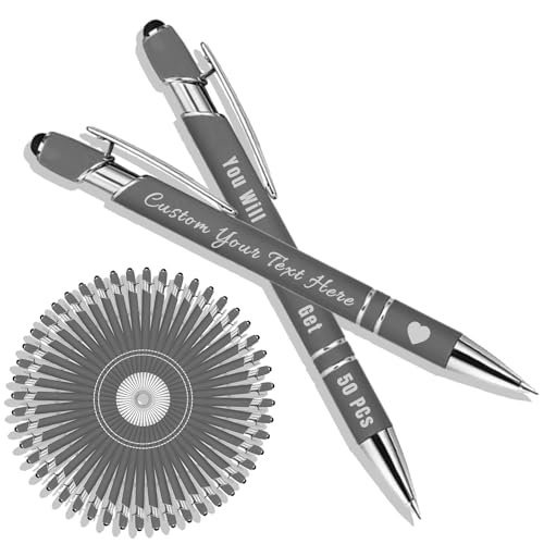 Personalisierter Kugelschreiber mit Lasergravur, Kugelschreiber mit Stylus, Stifte-Sets mit 10/20/50/100 Stiften, Gehäuse in Verschiedenen Farben Grau 50 Personalisierter Kugelschreiber mit Lasergravur, Kugelschreiber mit Stylus, Stifte-Sets mit 10/20/50/100 Stiften, Gehäuse in Verschiedenen Farben Grau 50 von Generisch