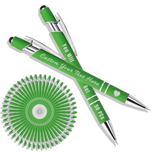 Personalisierter Kugelschreiber mit Lasergravur, Kugelschreiber mit Stylus, Stifte-Sets mit 10/20/50/100 Stiften, Gehäuse in Verschiedenen Farben Grün 50 Personalisierter Kugelschreiber mit Lasergravur, Kugelschreiber mit Stylus, Stifte-Sets mit 10/20/50/100 Stiften, Gehäuse in Verschiedenen Farben Grün 50 von Generisch