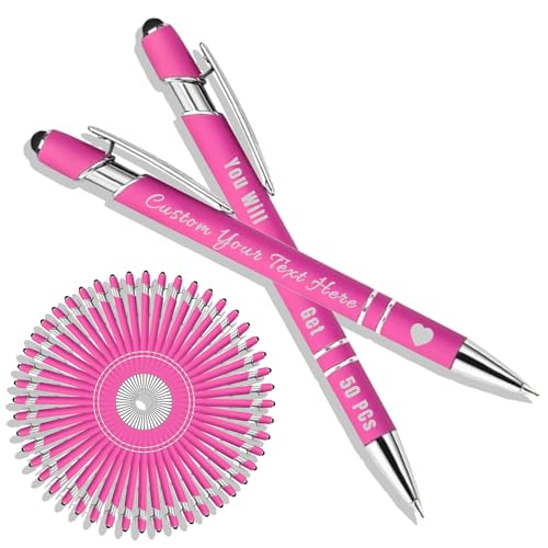 Personalisierter Kugelschreiber mit Lasergravur, Kugelschreiber mit Stylus, Stifte-Sets mit 10/20/50/100 Stiften, Gehäuse in Verschiedenen Farben Heißes Rosa 50 Personalisierter Kugelschreiber mit Lasergravur, Kugelschreiber mit Stylus, Stifte-Sets mit 10/20/50/100 Stiften, Gehäuse in Verschiedenen Farben Heißes Rosa 50 von Generisch