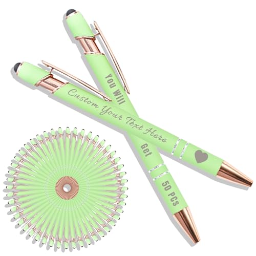 Personalisierter Kugelschreiber mit Lasergravur, Kugelschreiber mit Stylus, Stifte-Sets mit 10/20/50/100 Stiften, Gehäuse in Verschiedenen Farben Hellgrün 50 Personalisierter Kugelschreiber mit Lasergravur, Kugelschreiber mit Stylus, Stifte-Sets mit 10/20/50/100 Stiften, Gehäuse in Verschiedenen Farben Hellgrün 50 von Generisch
