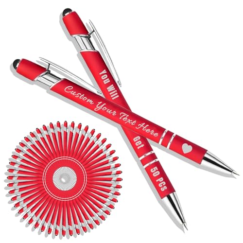 Personalisierter Kugelschreiber mit Lasergravur, Kugelschreiber mit Stylus, Stifte-Sets mit 10/20/50/100 Stiften, Gehäuse in Verschiedenen Farben Rot 50 Personalisierter Kugelschreiber mit Lasergravur, Kugelschreiber mit Stylus, Stifte-Sets mit 10/20/50/100 Stiften, Gehäuse in Verschiedenen Farben Rot 50 von Generisch