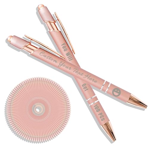 Personalisierter Kugelschreiber mit Lasergravur, Kugelschreiber mit Stylus, Stifte-Sets mit 10/20/50/100 Stiften, Gehäuse in Verschiedenen Farben Safran 100 von Generisch