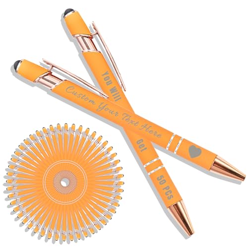 Personalisierter Kugelschreiber mit Lasergravur, Kugelschreiber mit Stylus, Stifte-Sets mit 10/20/50/100 Stiften, Gehäuse in Verschiedenen Farben Safran 50 Personalisierter Kugelschreiber mit Lasergravur, Kugelschreiber mit Stylus, Stifte-Sets mit 10/20/50/100 Stiften, Gehäuse in Verschiedenen Farben Safran 50 von Generisch