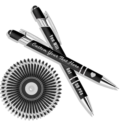 Personalisierter Kugelschreiber mit Lasergravur, Kugelschreiber mit Stylus, Stifte-Sets mit 10/20/50/100 Stiften, Gehäuse in Verschiedenen Farben Schwarz 50 Personalisierter Kugelschreiber mit Lasergravur, Kugelschreiber mit Stylus, Stifte-Sets mit 10/20/50/100 Stiften, Gehäuse in Verschiedenen Farben Schwarz 50 von Generisch