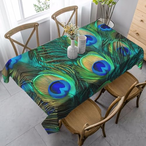Pfauenfeder-Tischdecke, rechteckig, 140 x 90 cm, ethnische Tischdecke, für Esstisch, knitterfrei, Tischdecke für Zuhause, Innen- und Außenbereich, Party-Dekoration Pfauenfeder-Tischdecke, rechteckig, 140 x 90 cm, ethnische Tischdecke, für Esstisch, knitterfrei, Tischdecke für Zuhause, Innen- und Außenbereich, Party-Dekoration von Generisch