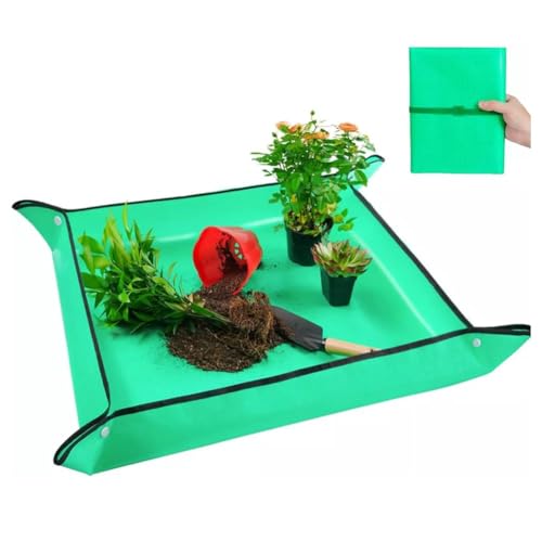 Pflanzen-Umtopfmatte, faltbare Sukkulenten-Pflanzmatte, tragbare Gartenmatte, wasserdichte Umpflanzungsmatte, für drinnen und draußen, Gartengeschenke für Damen und Herren, Grün XL von Generisch