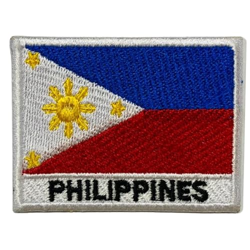 Philippinen bestickte Flagge mit Namen Patch Aufbügeln/Aufnähen Abzeichen Nationalsymbol Militär Patch für Kleidung Rucksäcke Kappen Philippinen bestickte Flagge mit Namen Patch Aufbügeln/Aufnähen Abzeichen Nationalsymbol Militär Patch für Kleidung Rucksäcke Kappen von Generisch