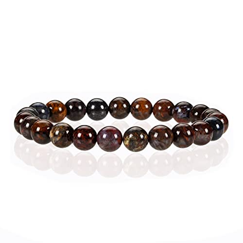 Pietersite Edelstein-Perlenarmbänder für Damen und Herren, 8 mm runde Perlen von Generisch