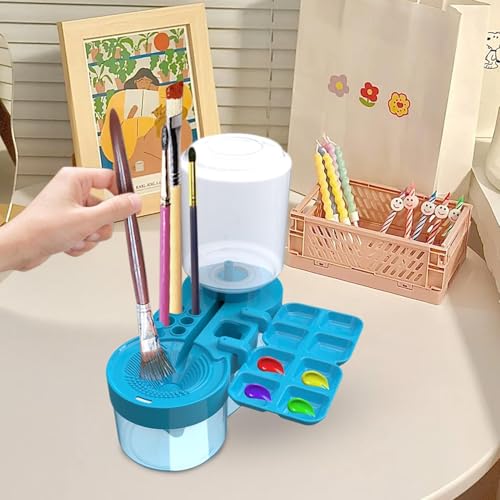 Pinsel-Reinigungs-Spüler, Pinsel-Reiniger, Wasserkreislauf, Pinsel-Spüler, 5-in-1 mit Abfluss, waschbares Malwerkzeug, Kunstzubehör, mit Pinselhalter für Lehrer und Maler von Generisch