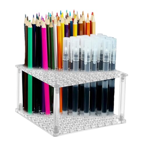 Pinselhalter | Schreibtisch-Stiftehalter, Acryl-Schreibtisch-Stift-Aufbewahrungsregal für Modellierwerkzeuge, Pinsel, 96-Loch-Marker-Behälter von Generisch