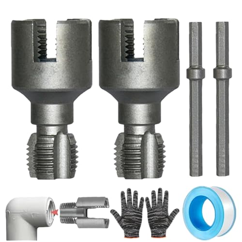 Pipe Thread Cutting Tool, Integrated Internal & External Pipe Threading Tool, 1/2" (DN15) 3/4" (DN20) Pipe Sizes Rethreading Tool, for Electric Drill (1/2"+ 3/4") (1/2"+3/4") von Generisch