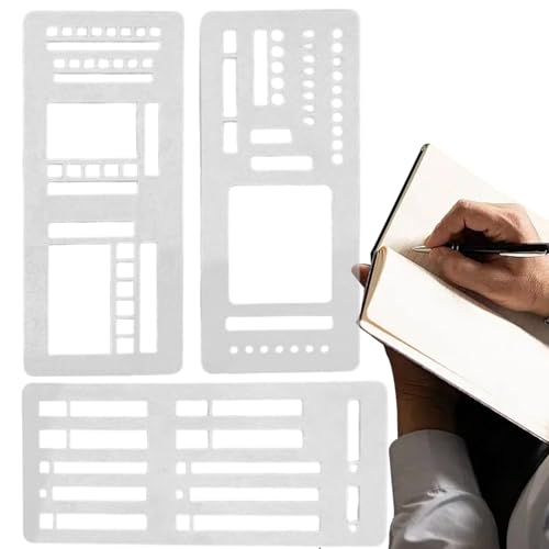 Planner Stencils, 3 Pieces Flexible Drawing Templates Planners, Journaling, Scrapbooking, Creative Expression, Suitable for Teens, Adults, Students, and Journal Enthusiasts 5.28x2.28 Inches von Generisch