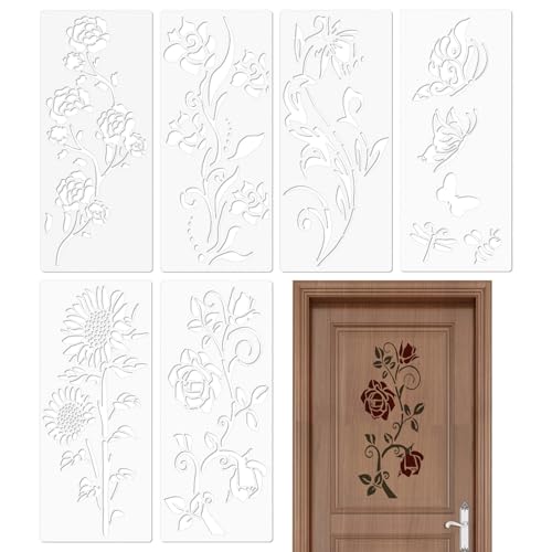 Plant Stencils - PET 6 Pieces Reusable Garden Fence Stencils | Portable Easy to Use Flower Templates | Art Crafts for Wood Surfaces and Furniture Design von Generisch