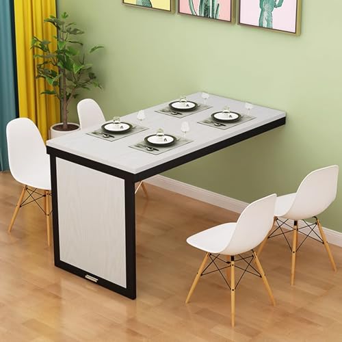 Platzsparender Klapptisch zur Wandmontage, mit versteckter Stützstange, multifunktional, modernes Design für Esszimmer, Küche, Schlafzimmer, kompakt, stabil, 80 x 50 cm, schwarzer Rahmen von Generisch