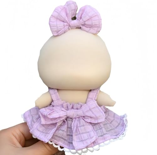 Plüsch Puppe Kleidung für Labubu (NO Puppe), 17cm Kleidung Set Freie Kombination (Regenbogen T-Shirt Set von 6) (#28-A, One Size) von Generisch