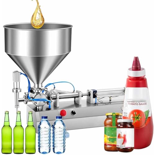 Pneumatische Flüssigkeitsfüllmaschine, halbautomatischer Pastenfüller, horizontaler Dual-Use für verschiedene Flüssigkeiten und Pasten, 35L Mischtrichter, Einkopf-Fülllösung von Generisch