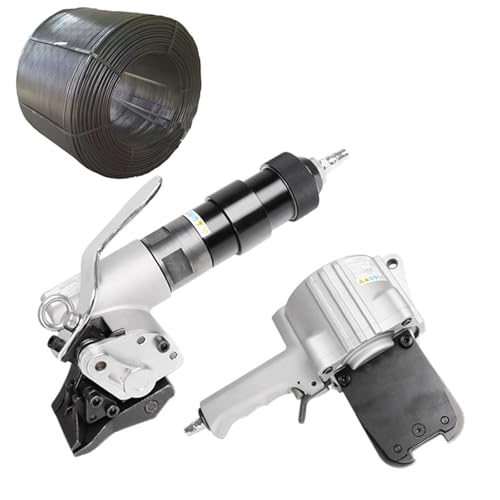 Pneumatisches Stahl-Umreifungsmaschinen-Werkzeug-Set für 19/25/32 mm Spalteisen und Stahlbänder, perfekt für Fabrik, Lager, Logistik und Verpackung (0,8–1,2 mm Dicke) von Generisch